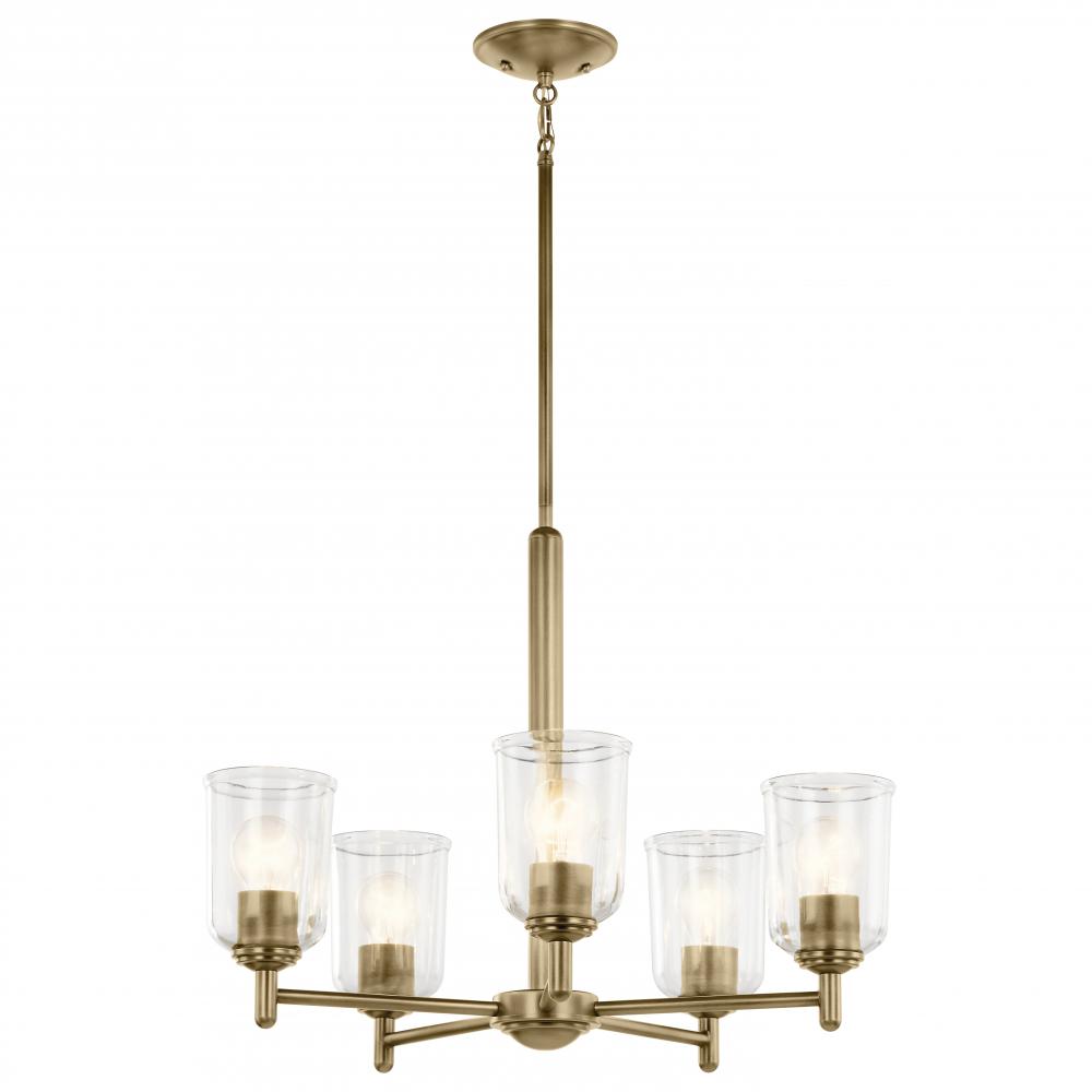 Shailene 15.25" 5-Light Chandelier with Clear Glass in Natural Brass