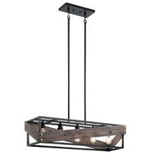 Kichler 44222BK - Fulton Cross 36.75: 5 Light Linear Chandelier in Black with Reclaimed Wood