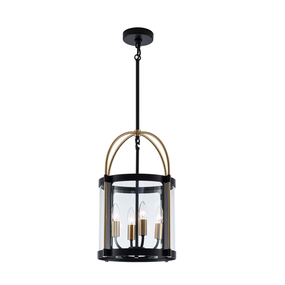 Bonita Collection 4-Light 13" Pendant Black and Brushed Brass