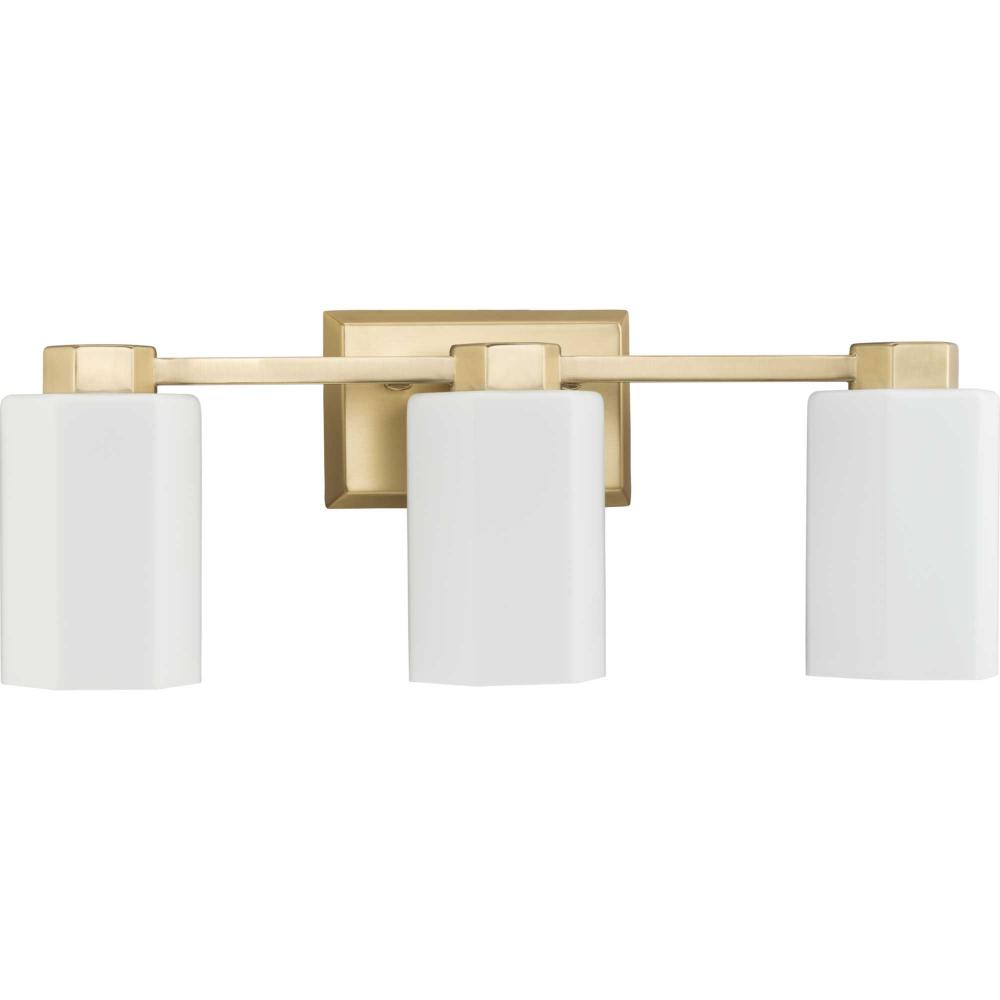 Estrada Collection Three-Light Brushed Gold Contemporary Bath & Vanity Light