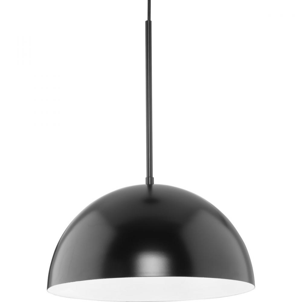 Perimeter Collection One-Light Matte Black Mid-Century Modern Pendant with metal Shade