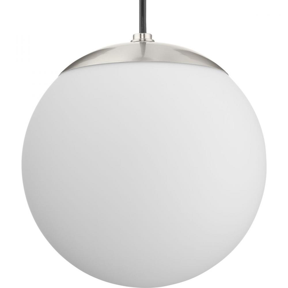 Atwell Collection Brushed Nickel and Opal Glass Globe Small Hanging Pendant Light