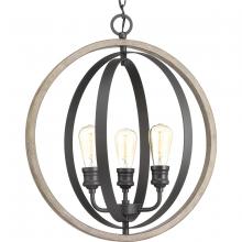 Progress P500093-143 - Conestee Collection Three-Light Graphite Farmhouse Pendant Light