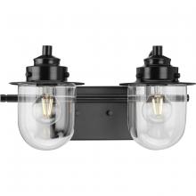 Progress P300435-31M - Northlake Collection Two-Light Matte Black Clear Glass Transitional Bath Light