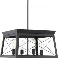  P400047-031 - Briarwood Collection Four-Light Cerused Black Oak/Black Farmhouse Chandelier Light