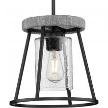 Progress P500413-31M - Laramie Collection One-Light Matte Black Rustic Modern Clear Seeded Glass Pendant