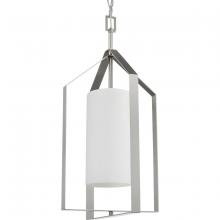  P500433-009 - Vertex Collection One-Light Brushed Nickel Etched White Contemporary Foyer Light