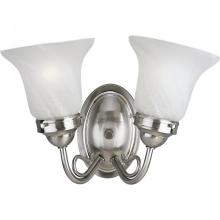  P3368-09 - Bedford Collection Two-Light Brushed Nickel Etched Alabaster Glass Traditional Bath Vanity Light