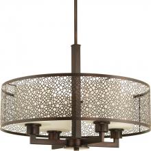 Progress P5156-20 - Mingle Collection Four-Light Antique Bronze Natural Parchment Glass Global Pendant Light