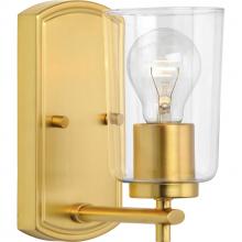 Progress P300154-012 - Adley Collection One-Light Satin Brass Clear Glass New Traditional Bath Vanity Light