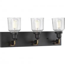 Progress P300228-143 - Rushton Collection Three-Light Graphite Clear Glass Farmhouse Bath Vanity Light