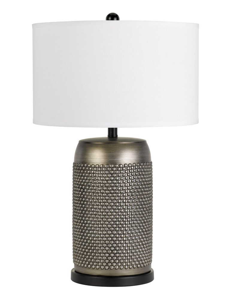 Textured Antique Silver Ceramic Table Lamp With Sh