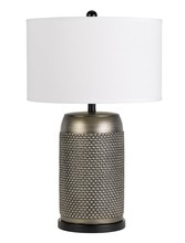 CAL Lighting BO-2811TB - Textured Antique Silver Ceramic Table Lamp With Sh