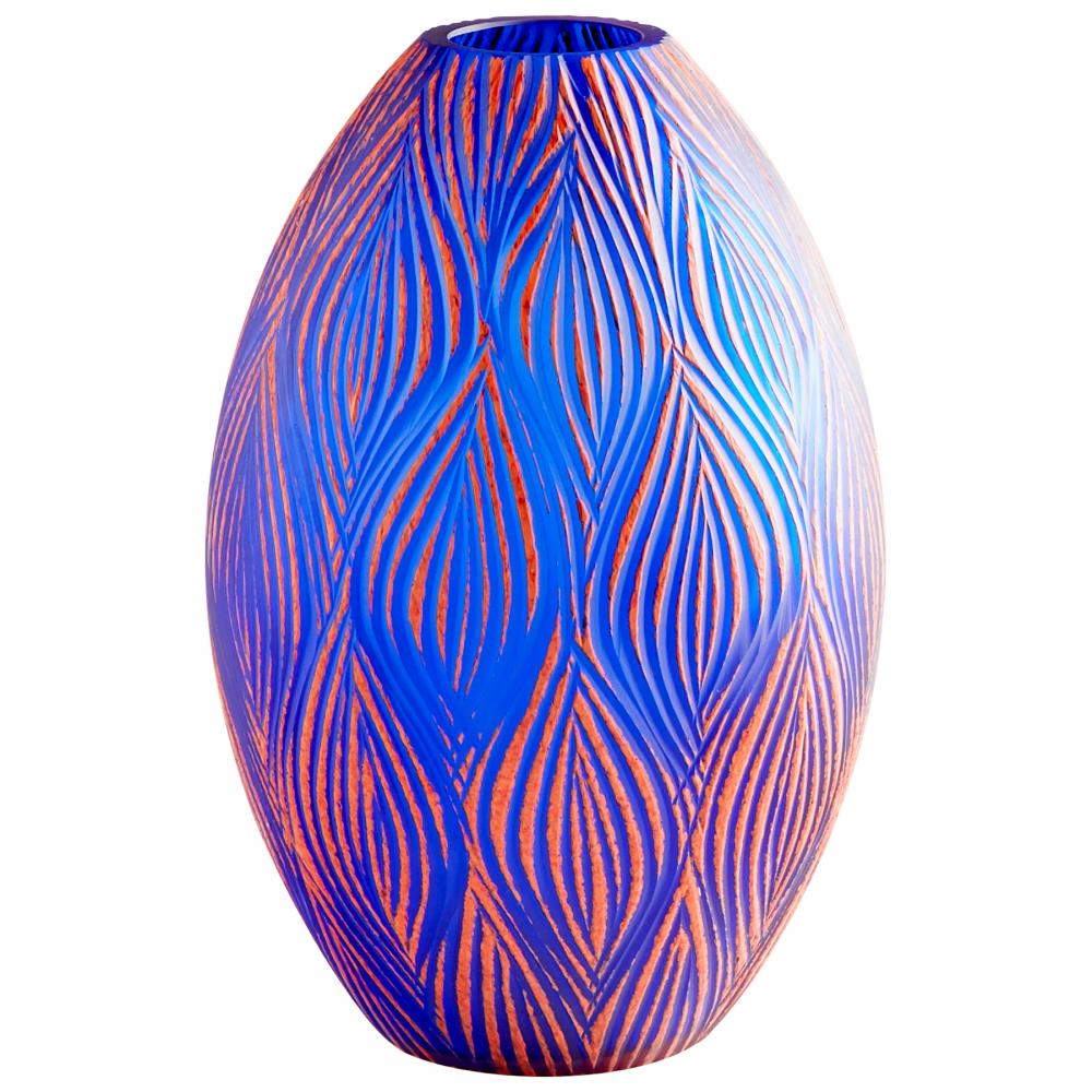 Fused Groove Vase|Blue-LG