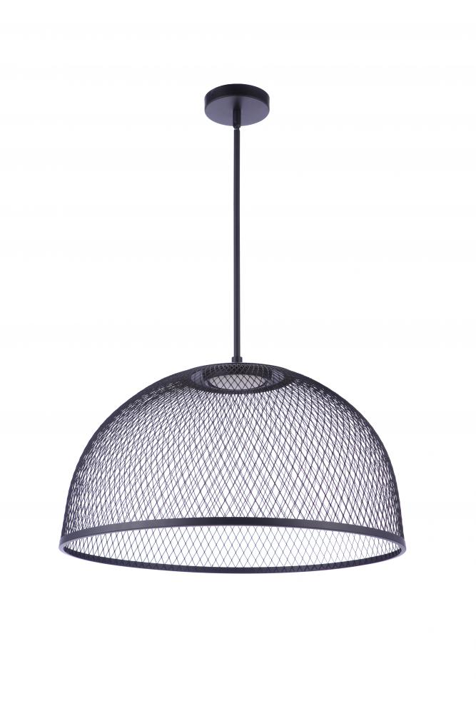 24.25Ã¢â‚¬Â Diameter Sculptural Statement Metal Mesh Dome Pendant in Flat Black