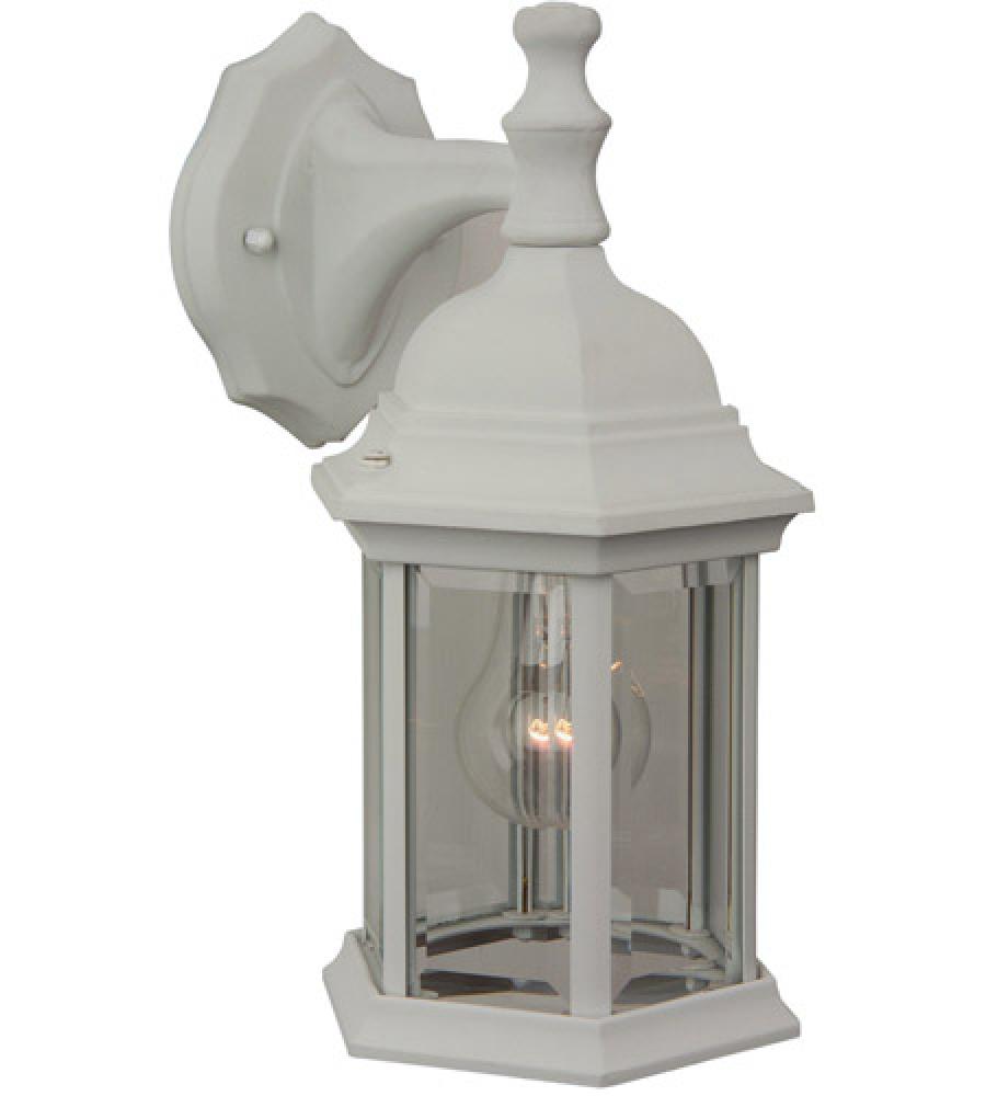 Hex Style Cast 1 Light Medium Outdoor Wall Lantern in Textured White