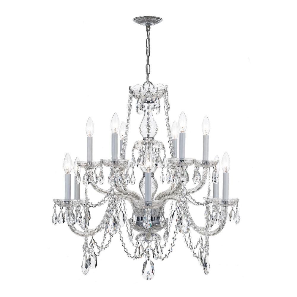 Traditional Crystal 12 Light Spectra Crystal Polished Chrome Chandelier