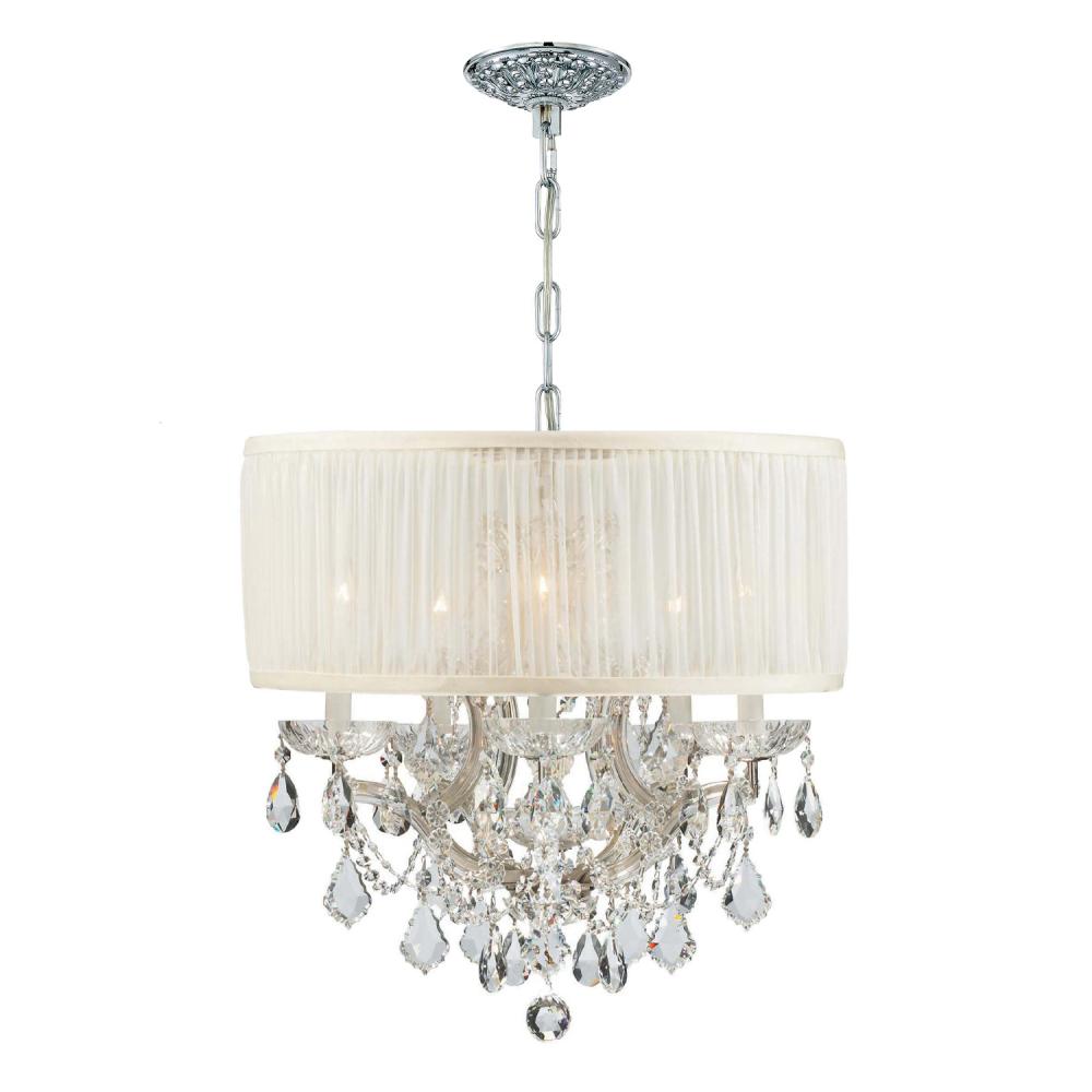 Brentwood 6 Light Swarovski Strass Crystal Polished Chrome Drum Shade Chandelier