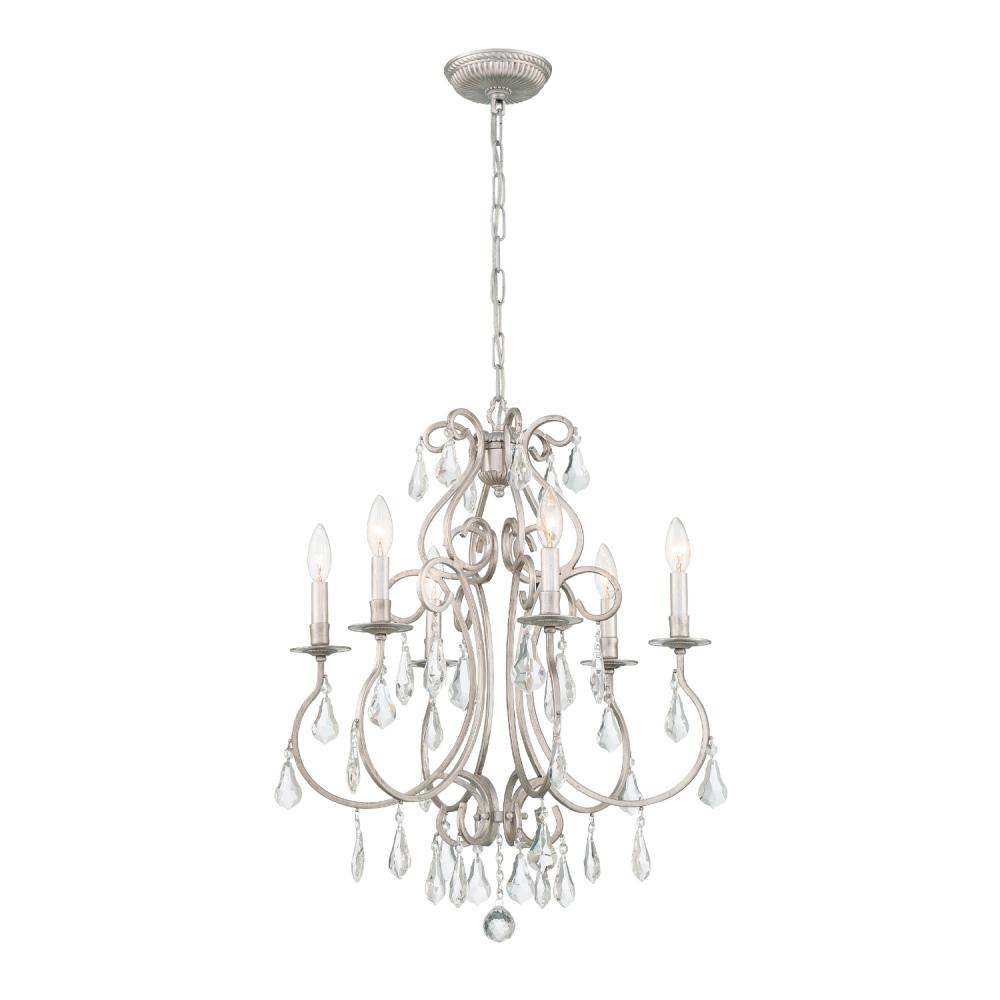 Ashton 6 Light Swarovski Strass Crystal Olde Silver Chandelier