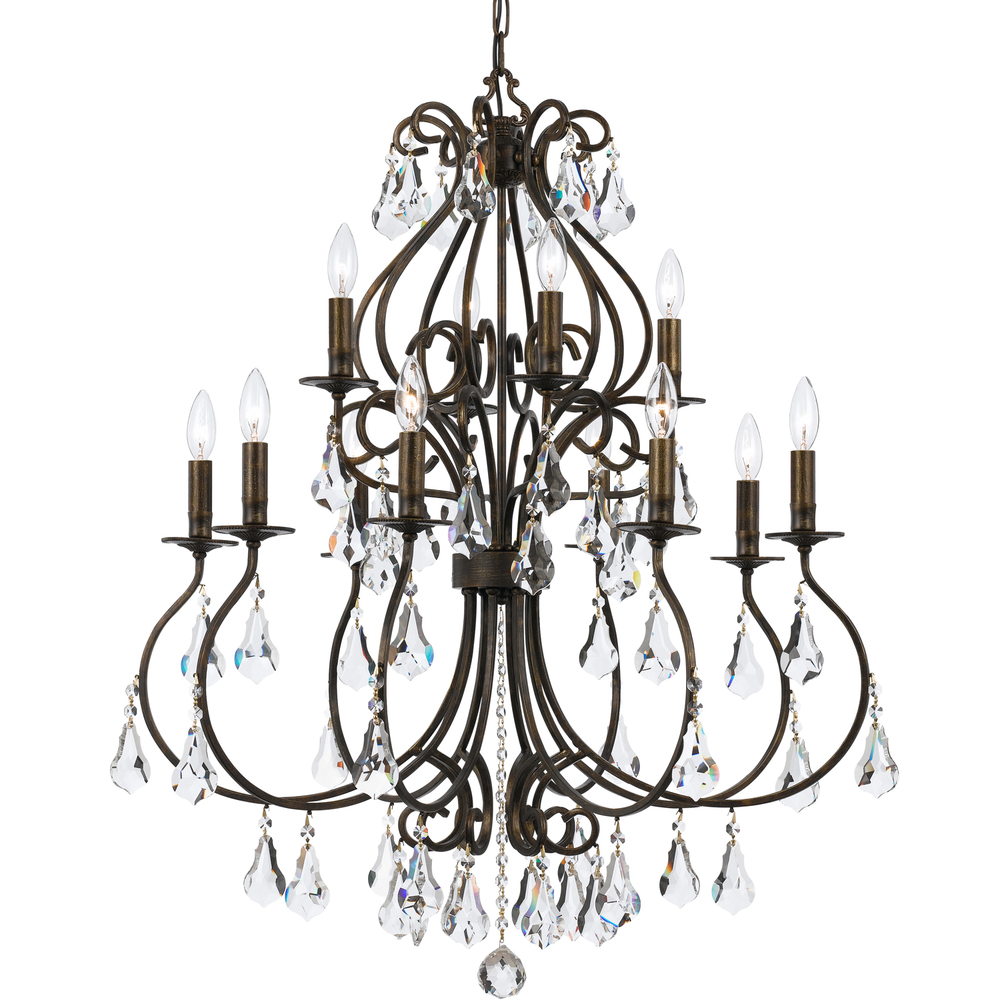 Ashton 12 Light Hand Cut Crystal Bronze Chandelier