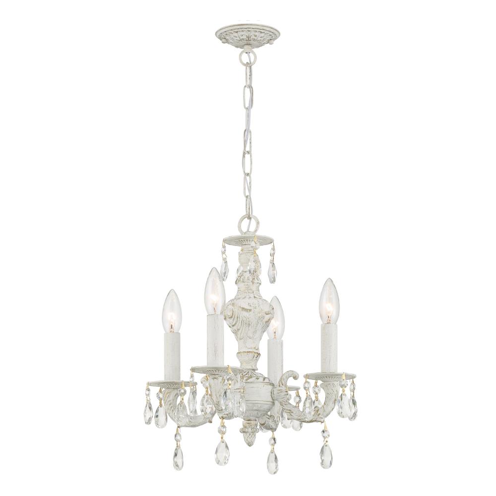 Paris Market 4 Light Spectra Crystal Antique White Mini Chandelier