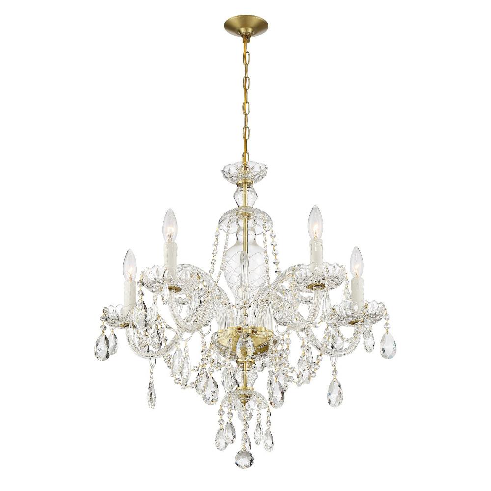 Candace 5 Light Spectra Crystal Polished Brass Chandelier