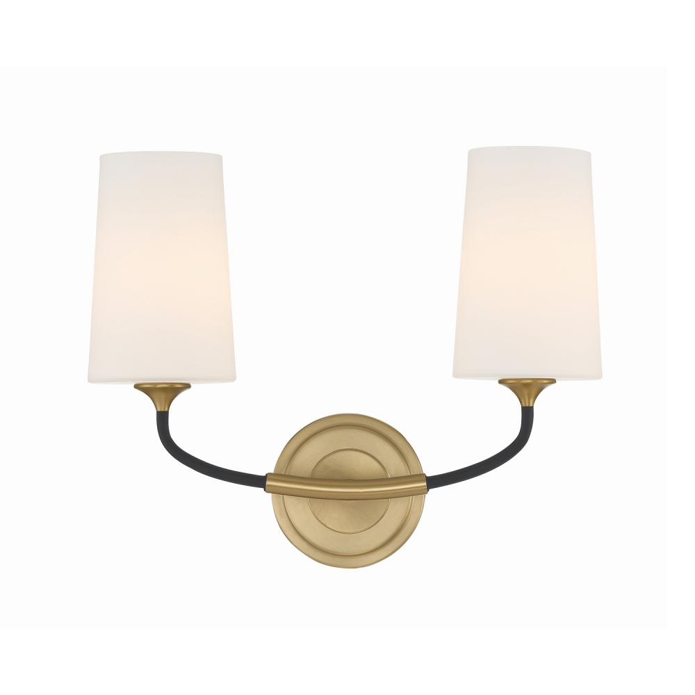 Niles 2 Light Black Forged + Modern Gold Sconce