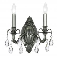 Crystorama 5562-PW-CL-MWP - Dawson 2 Light Hand Cut Crystal Pewter Sconce