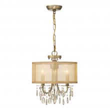  5623-AB - Hampton 3 Light Antique Brass Etruscan Crystal Drum Shade Mini Chandelier