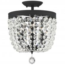 Crystorama 783-BF-CL-SAQ - Archer 3 Light Spectra Crystal Black Forged Semi Flush Mount