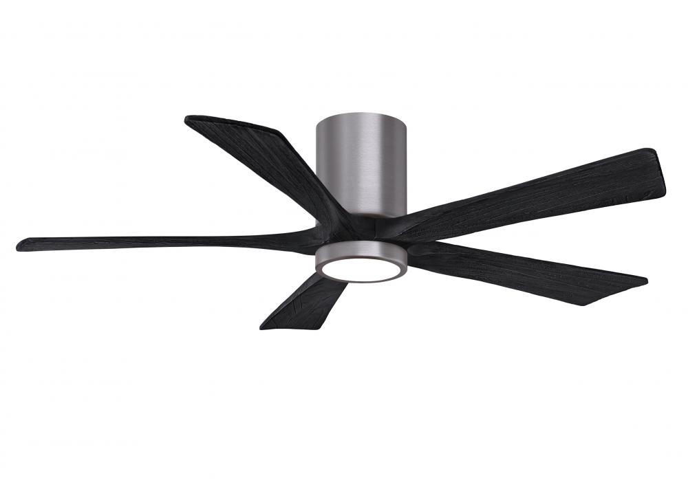 IR5HLK five-blade flush mount paddle fan in Brushed Pewter finish with 52” Matte Black blades an