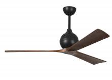 Matthews Fan Company IR3-BK-WA-60 - Irene-3 three-blade paddle fan in Matte Black finish with 60" solid walnut tone blades.