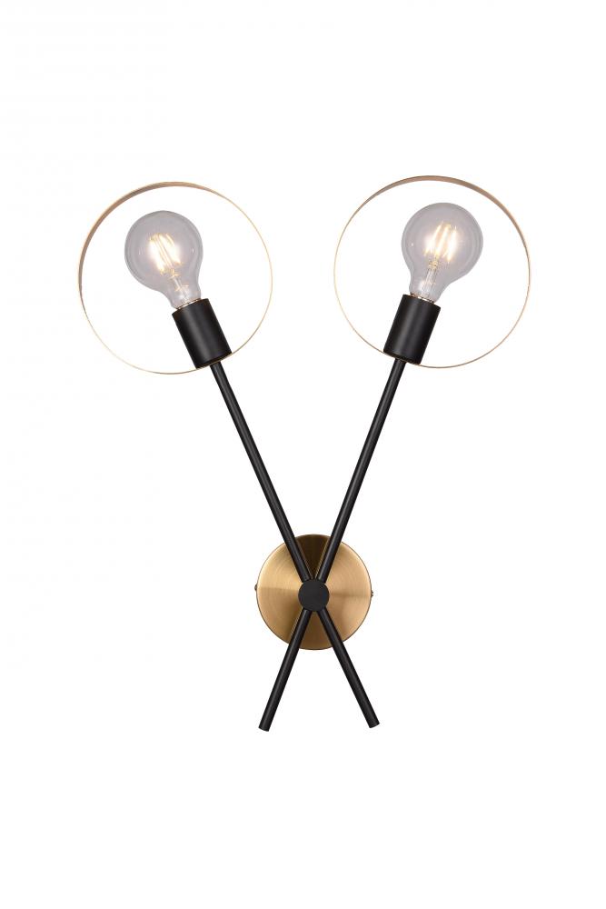 Wall Sconce Black & Brushed Brass