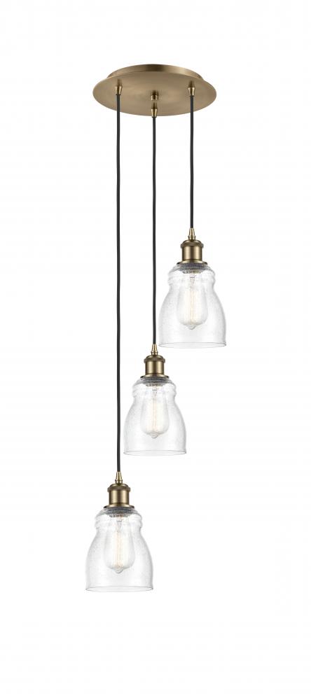 Ellery - 3 Light - 12 inch - Antique Brass - Cord Hung - Multi Pendant