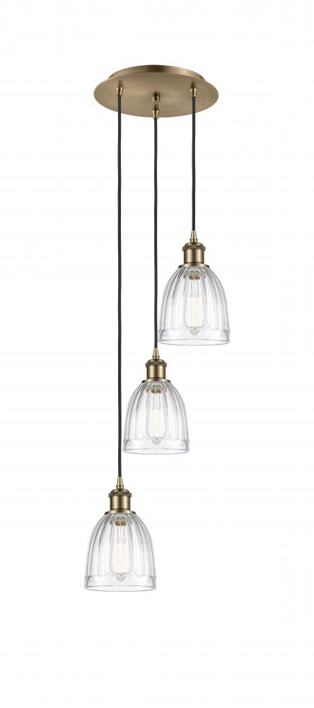 Brookfield - 3 Light - 12 inch - Antique Brass - Cord Hung - Multi Pendant