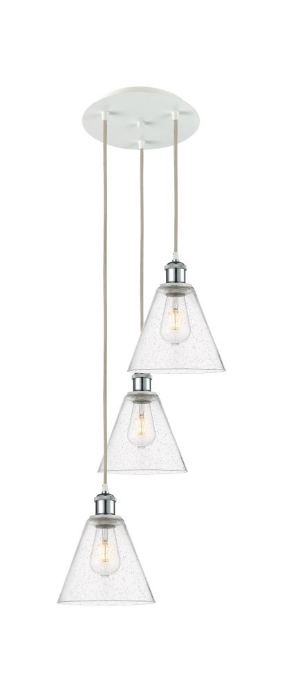 Berkshire - 3 Light - 15 inch - White Polished Chrome - Cord Hung - Multi Pendant