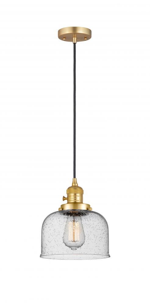 Bell - 1 Light - 8 inch - Satin Gold - Cord hung - Mini Pendant