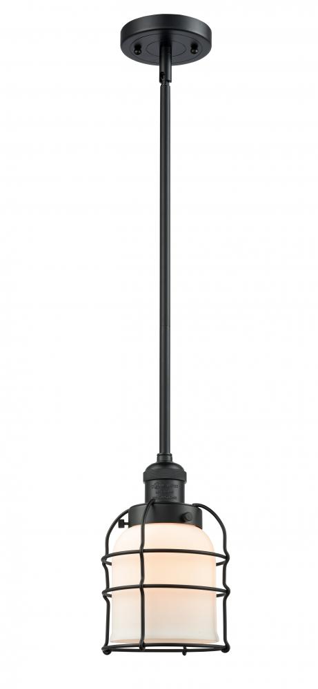 Bell Cage - 1 Light - 6 inch - Matte Black - Stem Hung - Mini Pendant