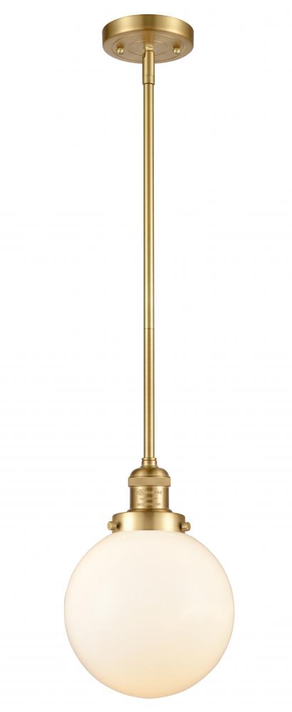 Beacon - 1 Light - 8 inch - Satin Gold - Stem Hung - Mini Pendant