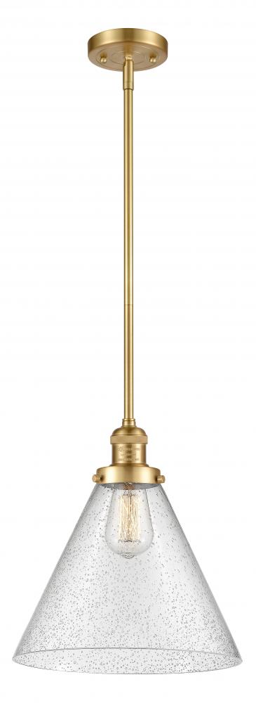 Cone - 1 Light - 12 inch - Satin Gold - Stem Hung - Mini Pendant