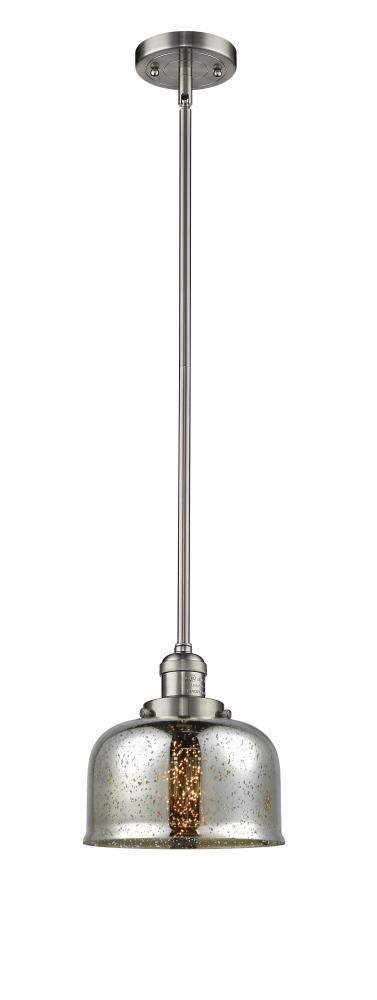 Bell - 1 Light - 8 inch - Brushed Satin Nickel - Stem Hung - Mini Pendant