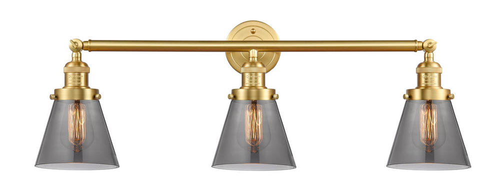 Cone - 3 Light - 30 inch - Satin Gold - Bath Vanity Light