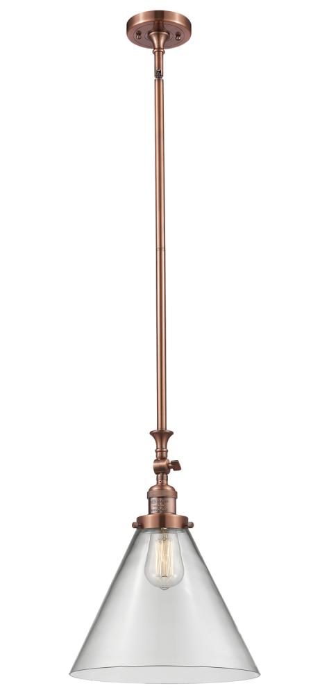 Cone - 1 Light - 12 inch - Antique Copper - Stem Hung - Mini Pendant