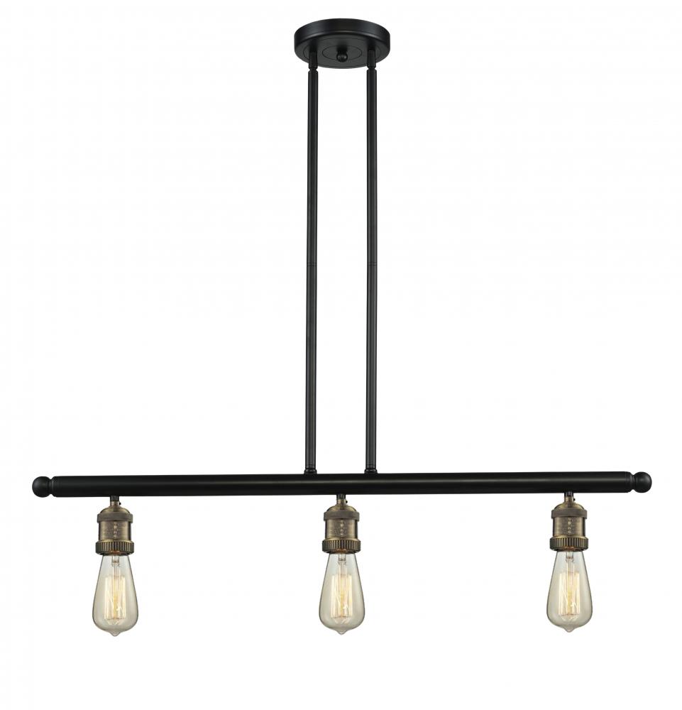 Bare Bulb - 3 Light - 38 inch - Black Antique Brass - Stem Hung - Island Light