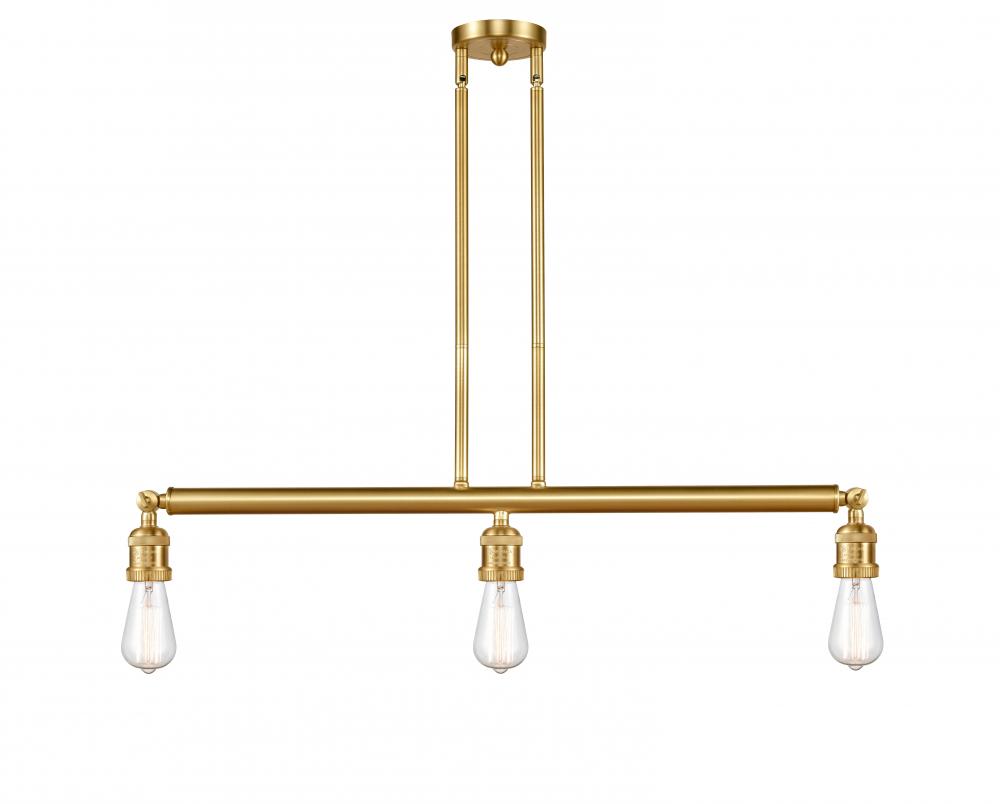 Bare Bulb - 3 Light - 38 inch - Satin Gold - Stem Hung - Island Light