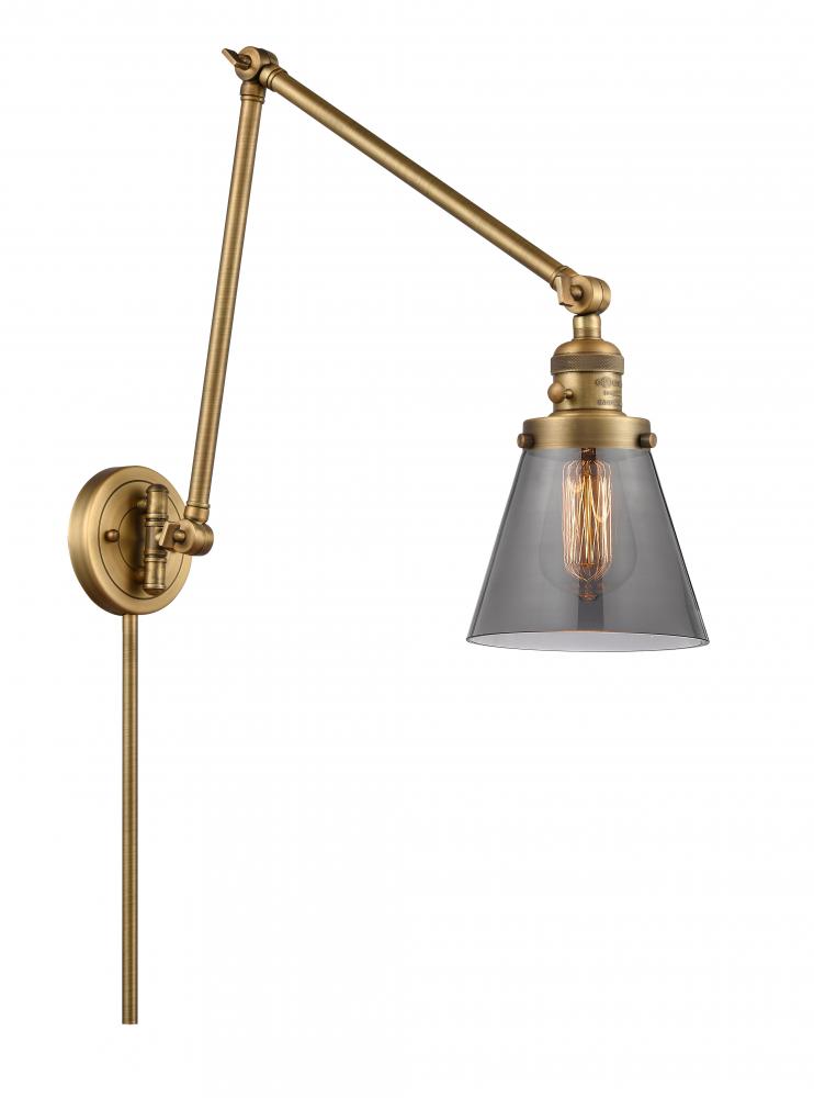 Cone - 1 Light - 8 inch - Brushed Brass - Swing Arm