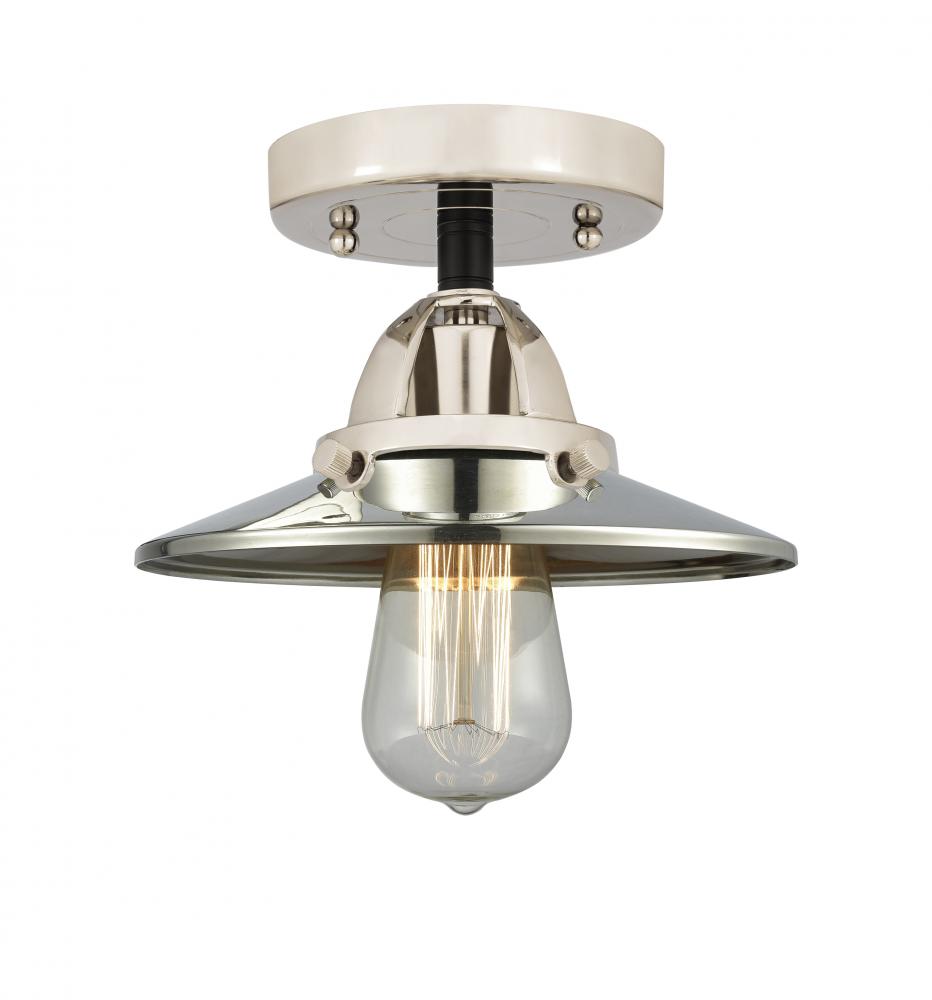 Railroad - 1 Light - 8 inch - Black Polished Nickel - Semi-Flush Mount