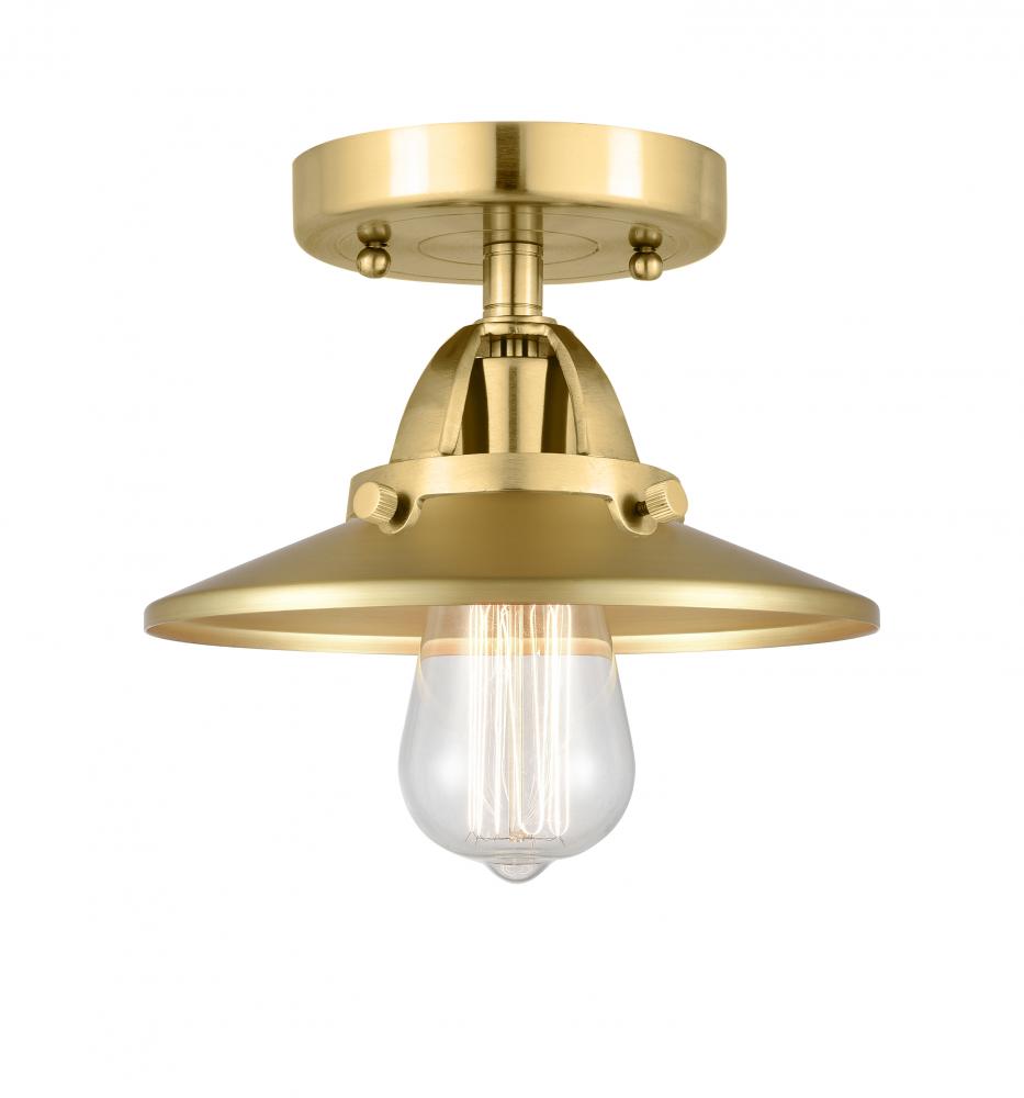 Railroad - 1 Light - 8 inch - Satin Gold - Semi-Flush Mount