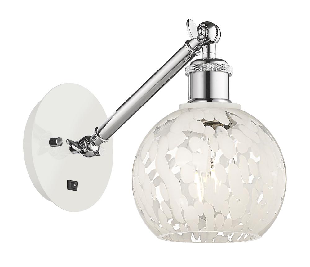 White Mouchette - 1 Light - 6 inch - White Polished Chrome - Sconce