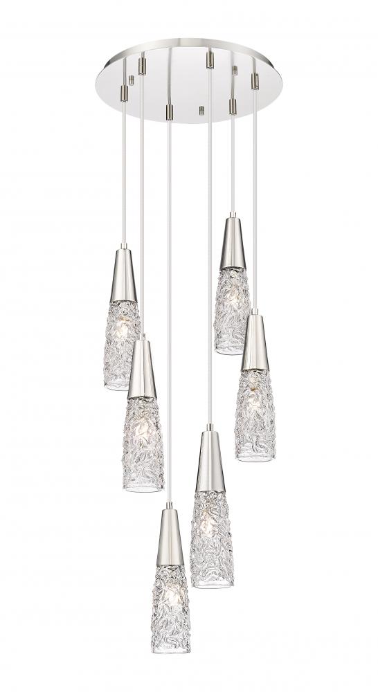 Amherst Brook - 6 Light - 14 inch - Polished Nickel - Cord Hung - Multi Pendant